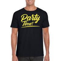 Verkleed T-shirt voor heren - party time - zwart - geel glitter - carnaval/themafeest - thumbnail