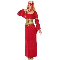 Rode middeleeuwse jonkvrouw jurk met sluier XL (42-44)  -