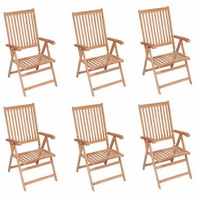 Tuinstoelen 6 st verstelbaar massief teakhout