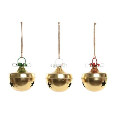 Kerstbal Home ESPRIT Wit Rood Groen Gouden Metaal 21 x 21 x 24,5 cm (3 Stuks)