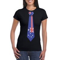 Zwart t-shirt met Australie vlag stropdas dames Zwart t-shirt met Australie vlag stropdas dames