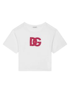 Dolce & Gabbana Kids t-shirt en coton à patch logo - Blanc