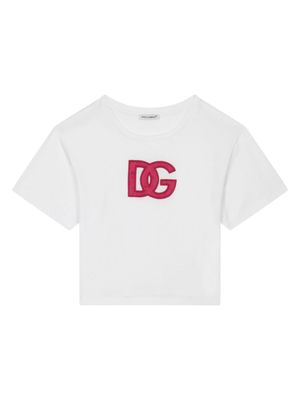 Dolce & Gabbana Kids t-shirt en coton à patch logo - Blanc