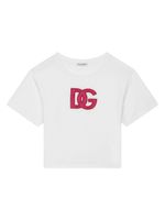 Dolce & Gabbana Kids t-shirt en coton à patch logo - Blanc - thumbnail