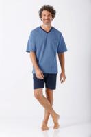 Hajo heren shortama blauw met driehoekjes