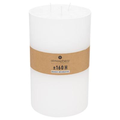 Atmosphera Cilinderkaars / stompkaars groot - wit - 3 lonten - 14 x 23 cm - 160 branduren
