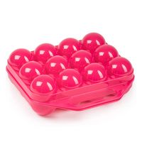 Eierdoos - koelkast organizer eierhouder - 12 eieren - roze - kunststof - 20 x 19 cm - Vershoudbakjes
