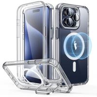 iPhone 15 Pro Max Armor Tough Case with Stash Stand (HaloLock) - Clear