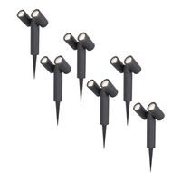HOFTRONIC™ 6x Pinero double dimbare LED prikspot - 6000K daglicht wit - GU10 - 5 Watt - Kantelbaar - Tuinspot - Voor buiten en binnen - Zwart - 3 jaar garantie
