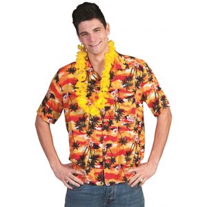 Hawaii overhemd rood met oranje 56-58 (2XL/3XL)  -