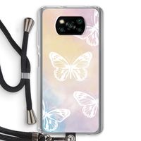 White butterfly: Xiaomi Poco X3 NFC Transparant Hoesje met koord