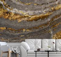 Fotobehang Luxe goud en blauw marmeren