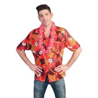 Rode Hawaii verkleed blouse met tropische print - Hawaii verkleedkleding shirts - thumbnail