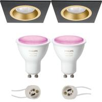 Philips Hue LED Inbouwspot Set Mat Zwart/Goud 93mm GU10 Bluetooth