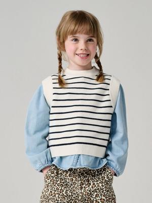 Meisjes trui zonder mouwen ecru