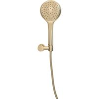 Wiesbaden UniMatch - Handdoucheset met Handdouche - 3 standen - 12cm diamater - Doucheslang en Wandhouder - Kantelbaar - Geborsteld Messing