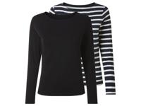 esmara Set van 2 dames longsleeves (strepen/marineblauw, S (36/38))