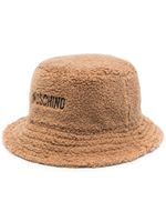 Moschino embroidered-logo faux-shearling bucket hat - Marron - thumbnail