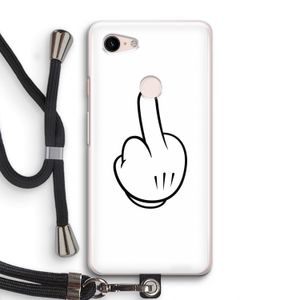 Middle finger white: Pixel 3 Transparant Hoesje met koord