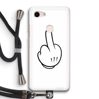Middle finger white: Pixel 3 Transparant Hoesje met koord