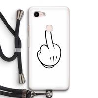 Middle finger white: Pixel 3 Transparant Hoesje met koord Middle finger white: Pixel 3 Transparant Hoesje met koord