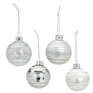 Kerstballen set - 12x stuks - glas - zilver - gedecoreerde kerstballen - 6 cm