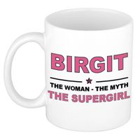 Naam cadeau mok/ beker Birgit The woman, The myth the supergirl 300 ml - Naam mokken