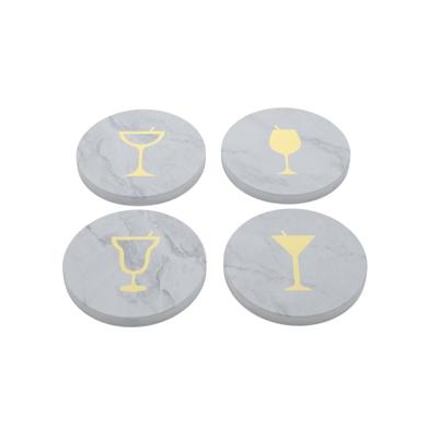 Onderzetters Home ESPRIT Wit Natuurlijk Blik Marmer 10 x 10 x 1 cm (2 Stuks) (4 Stuks)