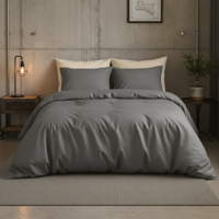 Sale: -30% | Dekbedovertrek Katoen Satijn Uni - Grijs - Eenpersoons (140x200 Cm) - Grijs Katoen-satijn - Effen - Presence - Dekbed-Discounter.nl