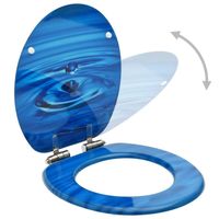 The Living Store Toiletbril - MDF - Chroom-zinklegering - 42.5 x 35.8 cm - Soft-close - Verstelbare scharnieren - Blauw - thumbnail