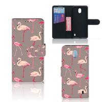 Nokia 1 Plus | Telefoonhoesje | Met pasjeshouder | Flamingo
