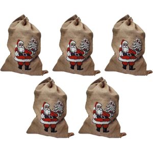 5x Jute zakken voor kerstcadeau / kerstcadeautjes