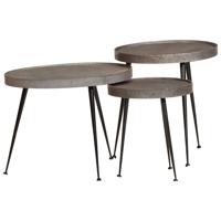 Salontafel 3 stuks zilverkleurig bewerkt hout