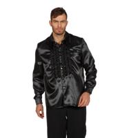 Ruche blouse satijn zwart op=op