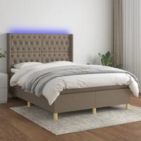 Boxspring met matras en LED stof taupe 140x190 cm