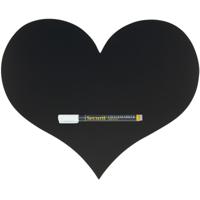 Securit hartjes vorm krijtbord - zwart - 30 x 36 cm - inclusief witte krijtstift