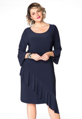 Yoek Jurk met ruches | Blauw | Maat Plus