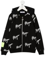 MSGM Kids sweat à capuche zippé à logo imprimé - Noir - thumbnail