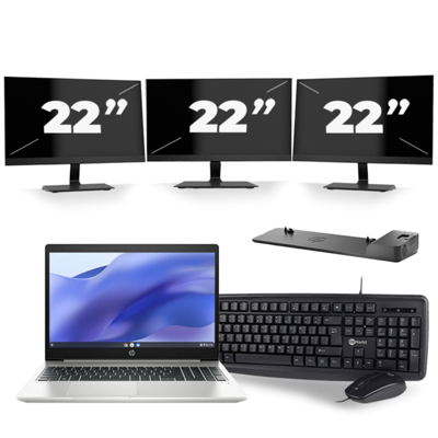 HP ProBook 450 G7 - Intel Core i5-10e Generatie - 15 inch - 8GB RAM - 256GB SSD - Windows 11 + 3x 22 inch Monitor