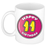 Verjaardag cadeau mok - 11 jaar - roze - 300 ml - keramiek