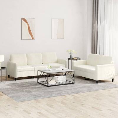 2-delige Loungeset fluweel crèmekleurig