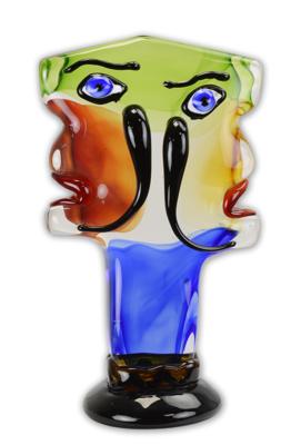 A MURANO STYLE ABSTRACT GLASS FIGURINE OF A FACE