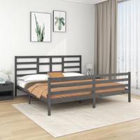 Bedframe massief hout grijs 200x200 cm