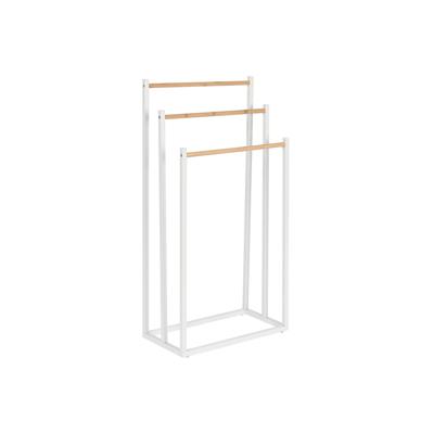 Losstaand handdoekenrek Home ESPRIT Wit Natuurlijk Metaal Bamboe 45 x 22 x 85 cm