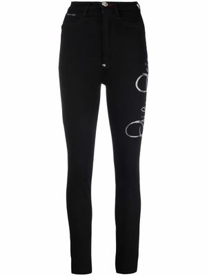 Philipp Plein legging à logo imprimé - Noir