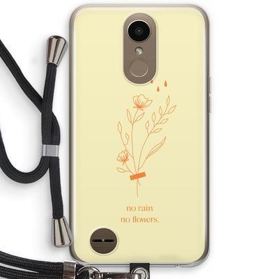 No rain no flowers: LG K10 (2017) Transparant Hoesje met koord