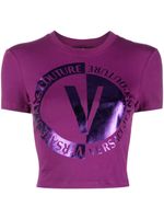 Versace Jeans Couture t-shirt crop à logo imprimé - Violet - thumbnail