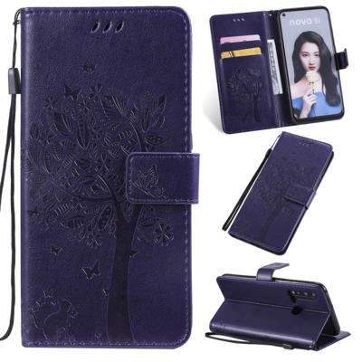 Boom & kat patroon gedrukt afdrukken horizontale Flip PU lederen draagtas met houder & kaartsleuven & portemonnee & Lanyard voor Huawei P20 Lite 2019/