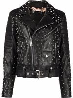 Philipp Plein veste de moto à étoiles cloutées - Noir - thumbnail