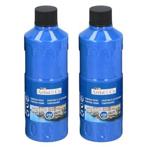 2x Acrylverf / temperaverf fles blauw 250 ml
